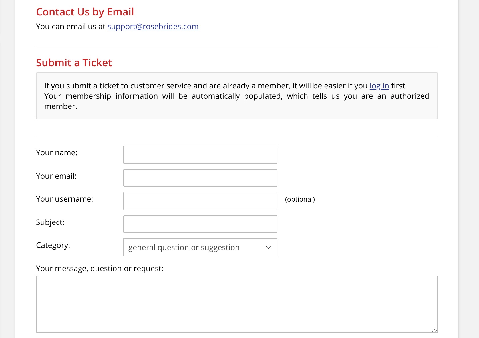 RoseBrides contact us