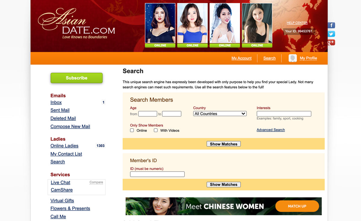 AsianDate search