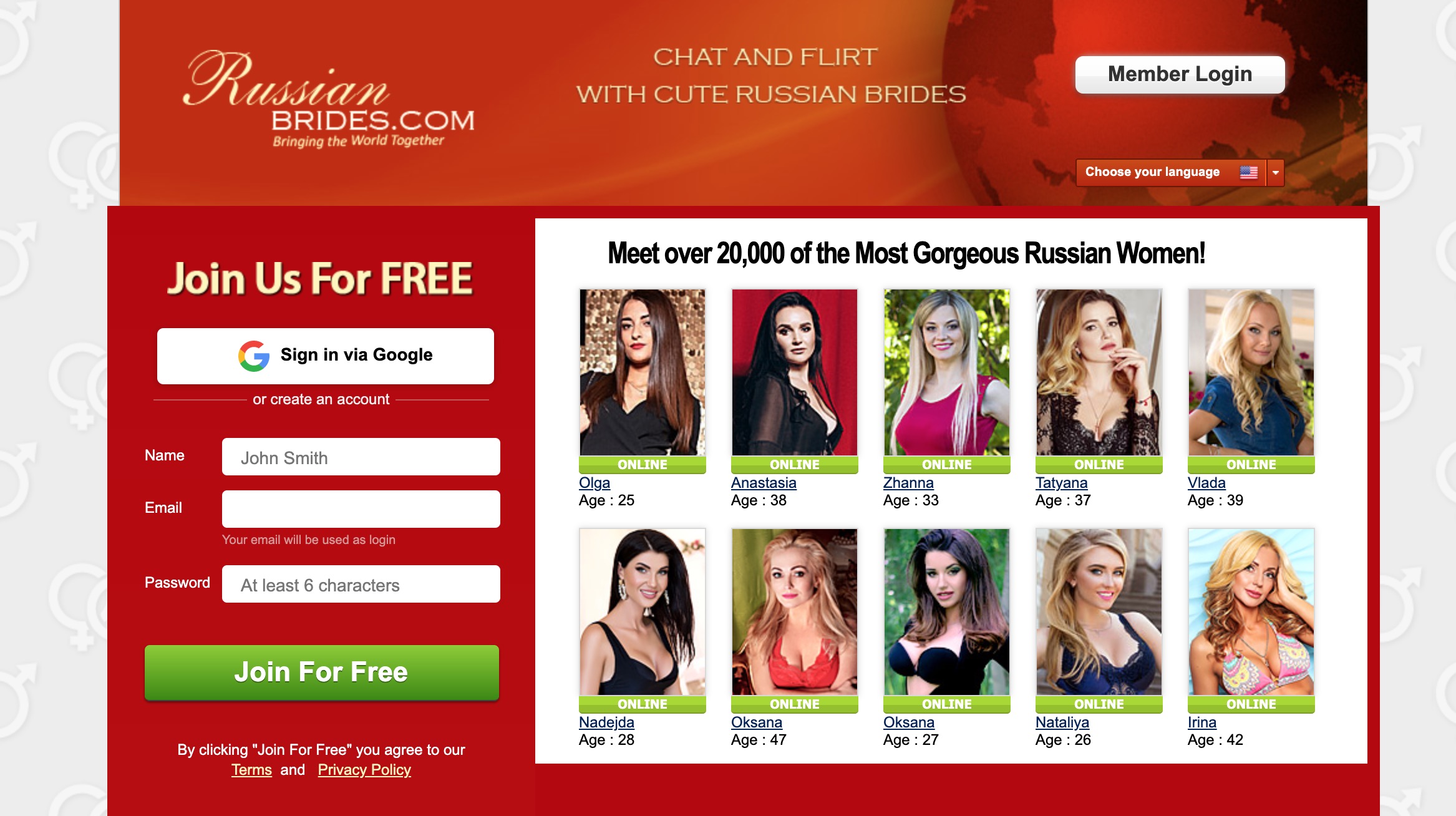 RussianBrides main page